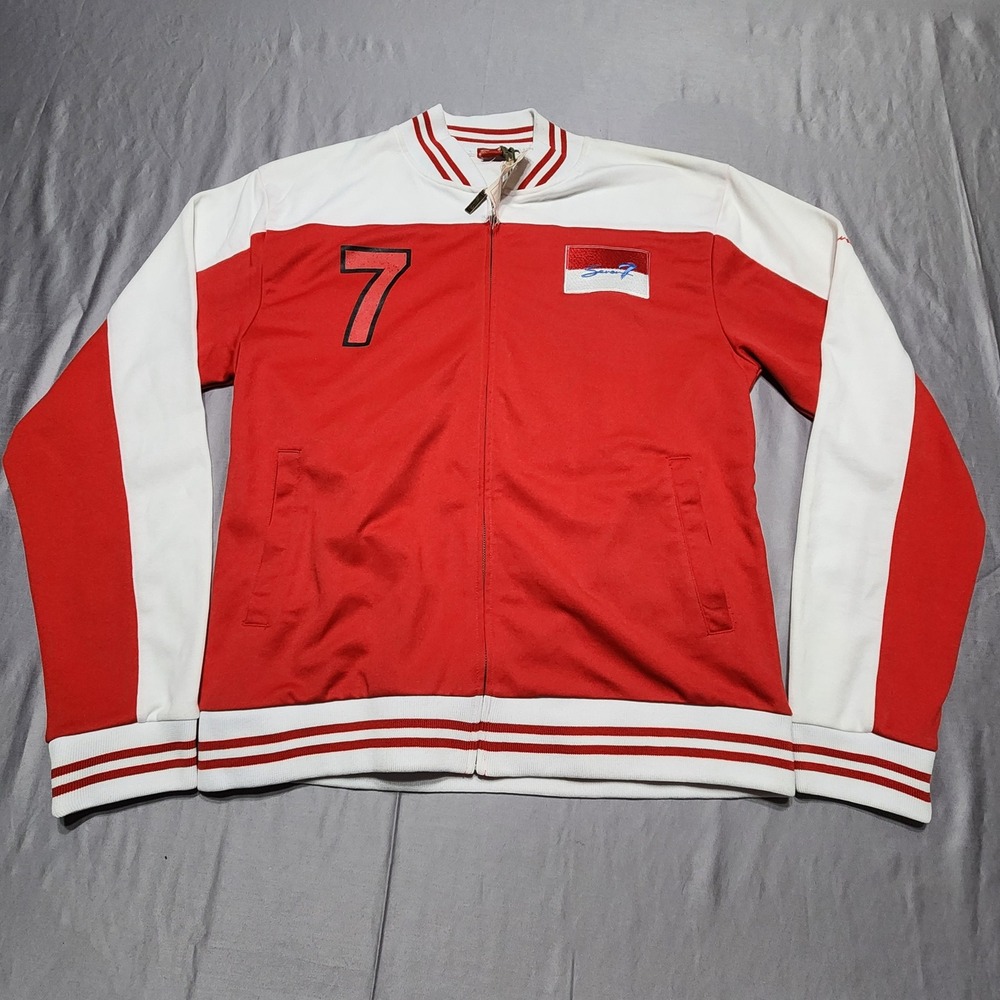 Seven7 Monaco Racing Track Jacket Mens XL Red White Full Zip Sporty Varsity NWT‎